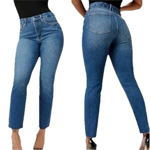 Good American Good Classic Raw Hem High Rise Jeans Blue Skinnyish Fit Size 2/ 26